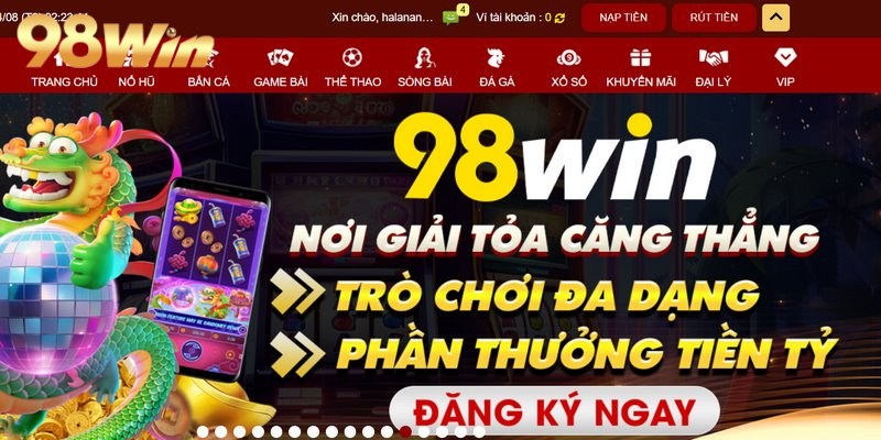 Thương hiệu 98win hấp dẫn bởi giao diện độc đáo và sang trọng